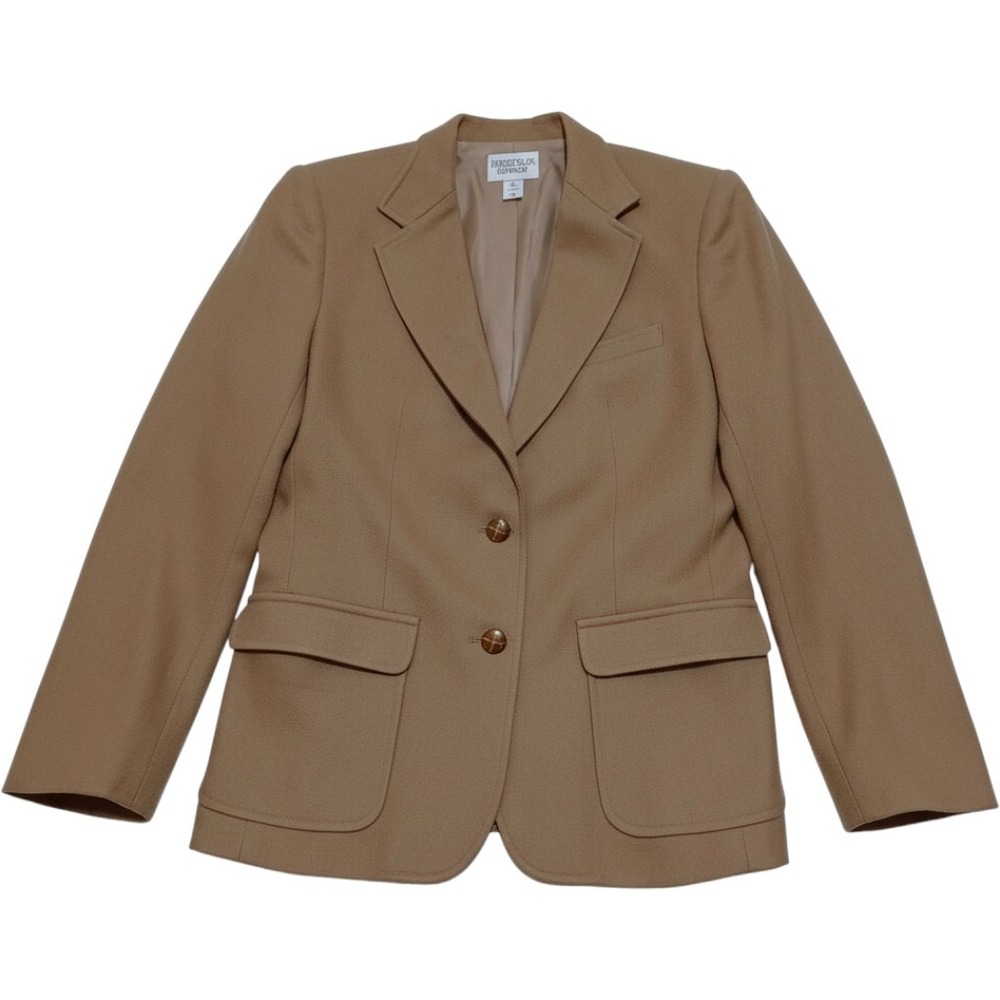 VTG Bretton Place Blazer Womens 8 Camel 100% Wool USA Academia Preppy Classic